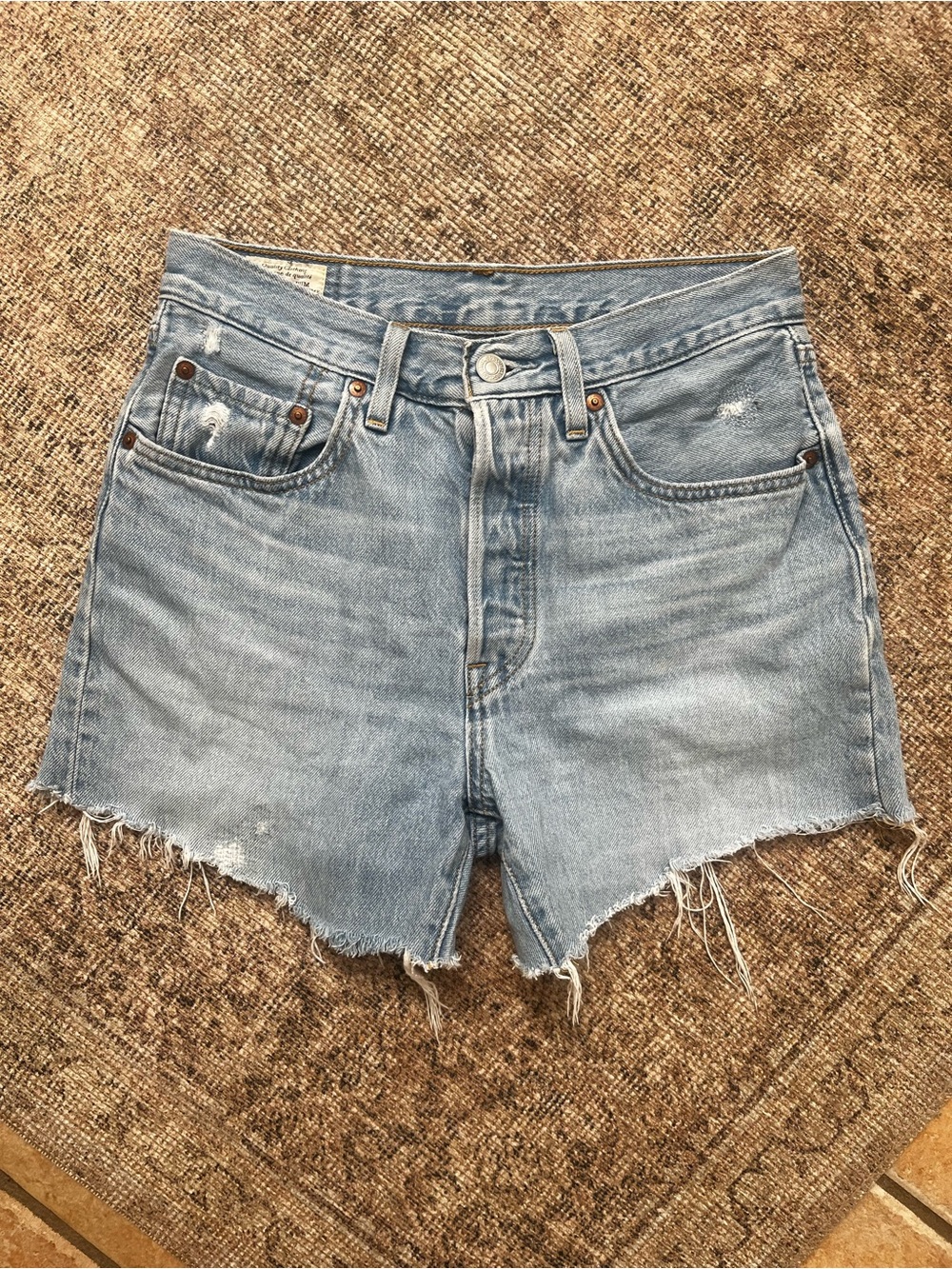 Levi’s 501 High-Rise Light Blue Denim Cutoff Shorts 26 Button Fly